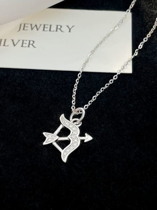 NS984 [ Platinum Sagittarius Seat] 925 Sterling Silver Cubic Zirconia Constellation Dainty Necklace